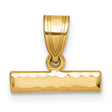 10k Yellow Gold Bar Pendant Charm, Textured and Polished Minimalist Design, Unisex