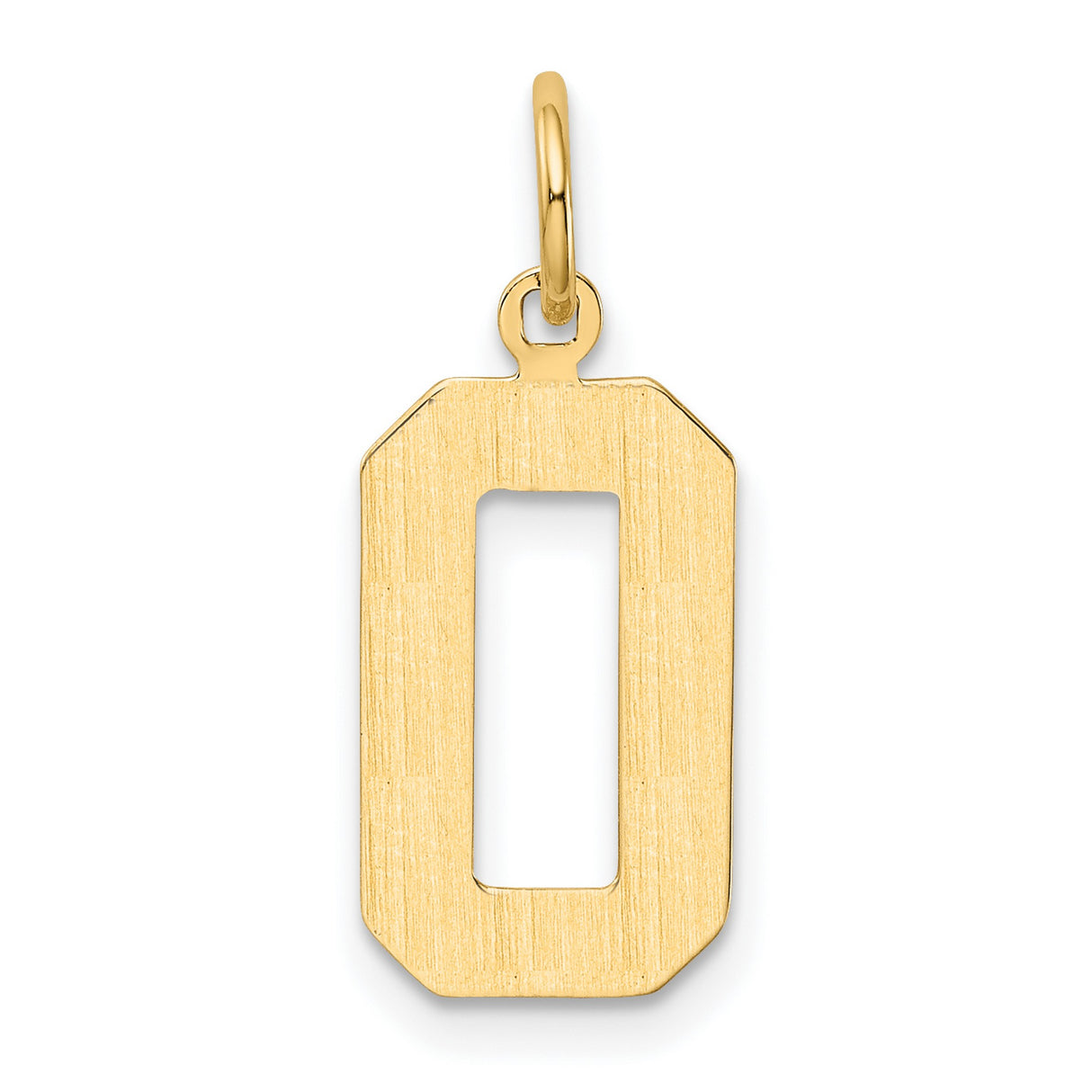 10k Yellow Gold Number 0 Pendant Charm, Polished Open Block Design, Unisex Minimalist Style
