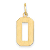 10k Yellow Gold Number 0 Pendant Charm, Polished Open Block Design, Unisex Minimalist Style