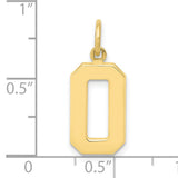 10k Yellow Gold Number 0 Pendant Charm, Polished Open Block Design, Unisex Minimalist Style