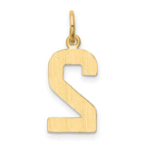 10k Yellow Gold Number 2 Pendant Charm, Polished Numerical Jewelry for Men or Women