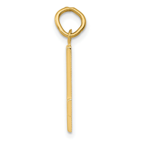10k Yellow Gold Number 4 Pendant Charm, Polished Digit Pendant, Unisex Numeral Jewelry