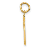 10k Yellow Gold Number 5 Pendant, Polished Block Style Numeric Charm for Men and Women