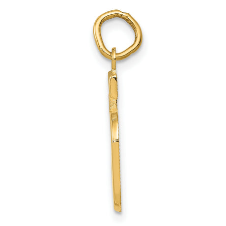 10k Yellow Gold Number 5 Pendant, Polished Block Style Numeric Charm for Men and Women