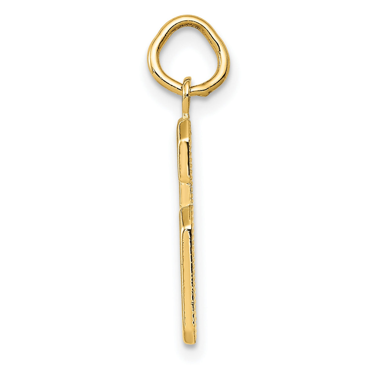 10k Yellow Gold Number 6 Pendant, Polished Block Font Unisex Charm