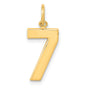 10k Yellow Gold Number 7 Pendant, Bold Numeral Charm, Lucky Number Symbol, Unisex Jewelry