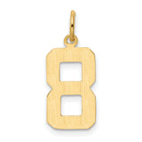 10k Yellow Gold Number 8 Pendant Charm, Polished Block Style, Unisex Jewelry