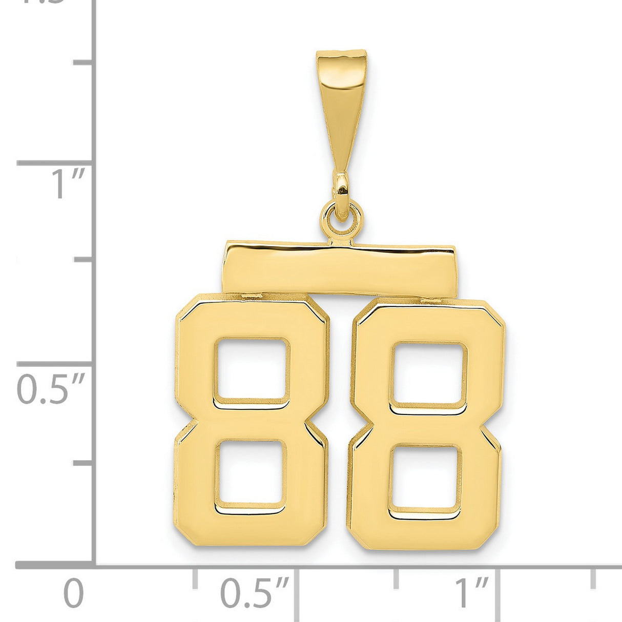 Medium Polished Number 88 Charm Pendant in Real 10k Yellow Gold