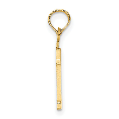 10k Yellow Gold Number One Pendant Charm, Sleek Polished Block Design, Unisex Jewelry
