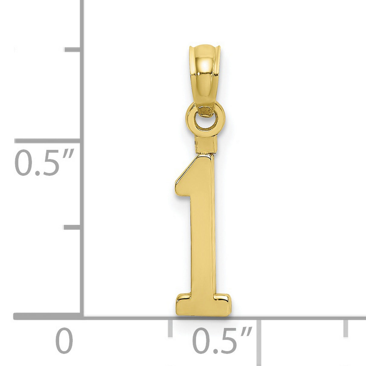 10k Yellow Gold Number One Pendant Charm, Sleek Polished Block Design, Unisex Jewelry