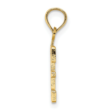 10k Yellow Gold Number 3 Pendant, Sleek Block Numeral Charm for Men and Women