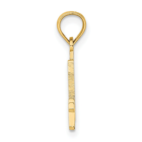 10k Yellow Gold Pendant with Number Four and Small Cross, Christian Religious Design