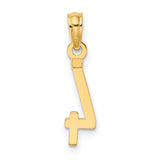 10k Yellow Gold Pendant with Number Four and Small Cross, Christian Religious Design