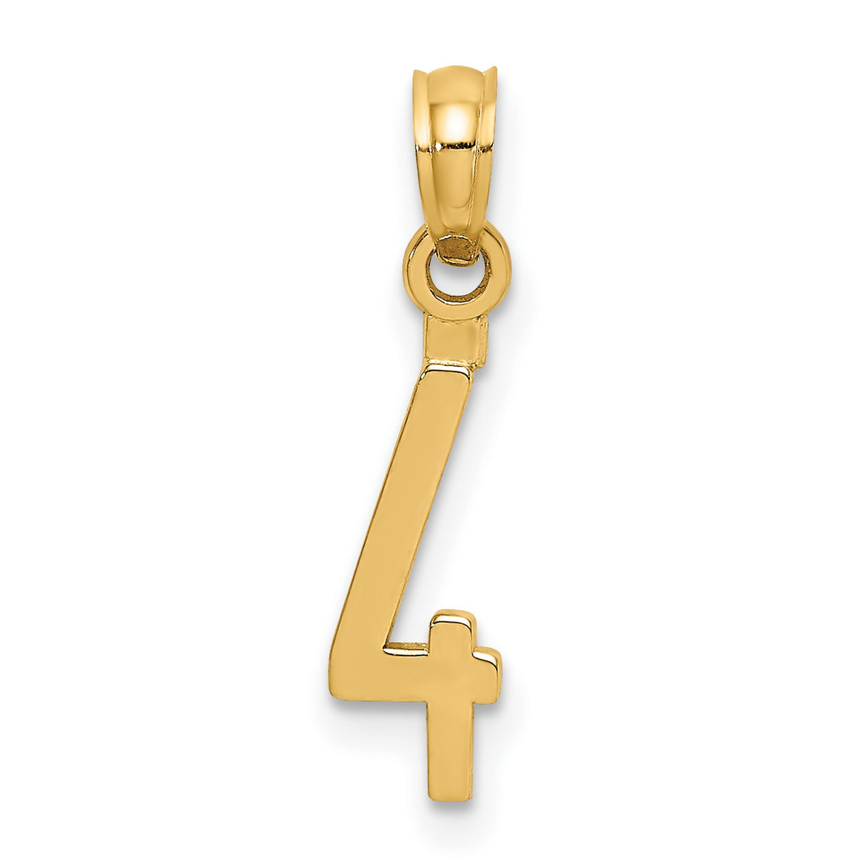 10k Yellow Gold Pendant with Number Four and Small Cross, Christian Religious Design