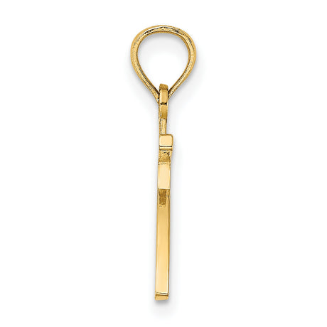 10k Yellow Gold Number Seven Pendant, Polished Numeral Charm, Christian Spiritual Jewelry