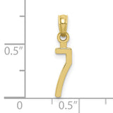10k Yellow Gold Number Seven Pendant, Polished Numeral Charm, Christian Spiritual Jewelry