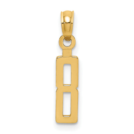 10k Yellow Gold Number 8 Pendant with Cutout Design, Unisex Numerology Charm