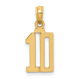 10k Yellow Gold Number 10 Pendant, Polished Finish, Unisex Sports or Milestone Charm