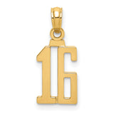 10k Yellow Gold Pendant Charm, Number 16 Block Style, Sweet Sixteen Birthday Jewelry
