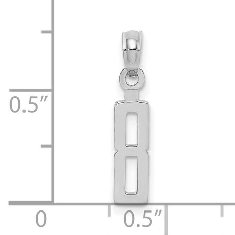 10k White Gold Number 8 Pendant, Modern Openwork Infinity Symbol Design