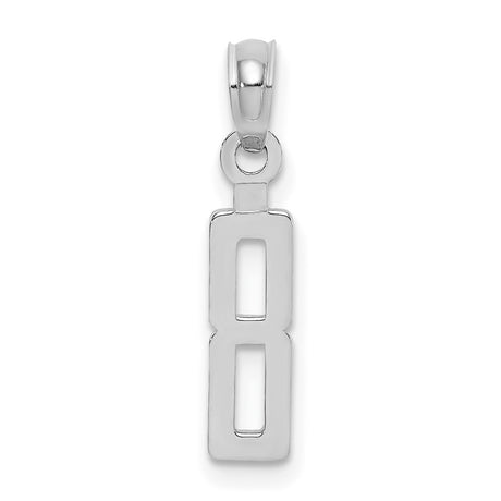 10k White Gold Number 8 Pendant, Modern Openwork Infinity Symbol Design