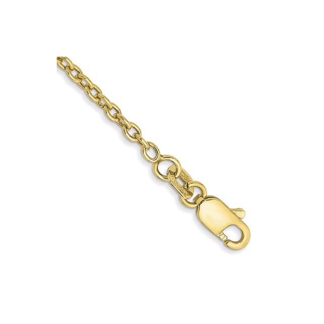 10K Yellow Gold 1.8 mm Polished Chain Anklet, Solid