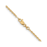 10K Yellow Gold 1.65 mm Polished Chain Necklace, Solid alternate angle