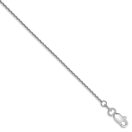 10K White Gold 0.95 mm Polished Chain Anklet, Solid