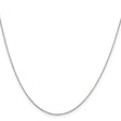 10K White Gold 0.6 mm Polished Chain Necklace, Solid