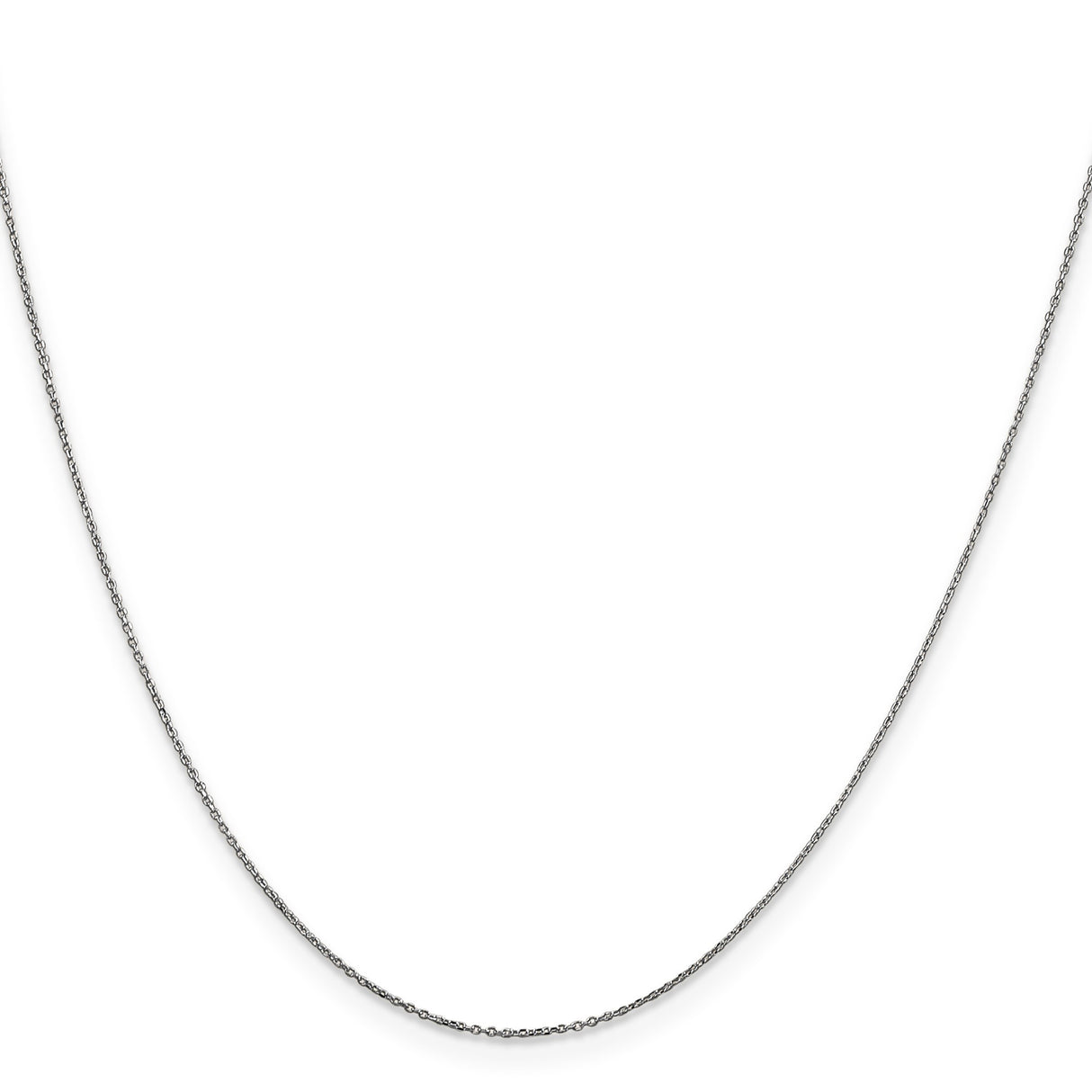 10K White Gold 0.6 mm Polished Chain Necklace, Solid
