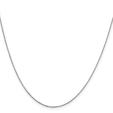 10K White Gold 0.6 mm Polished Chain Necklace, Solid