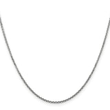 10K White Gold 1.45 mm Polished Chain Necklace, Solid
