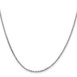 10K White Gold 1.65 mm Polished Chain Necklace, Solid