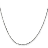 10K White Gold 1.65 mm Polished Chain Necklace, Solid