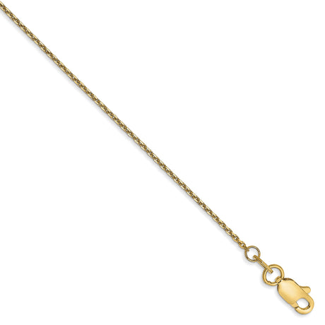 10K Yellow Gold 0.95 mm Polished Chain Anklet, Solid alternate angle