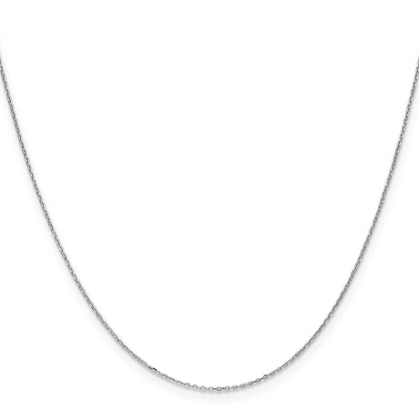 10K White Gold 0.8 mm Polished Chain Necklace, Solid