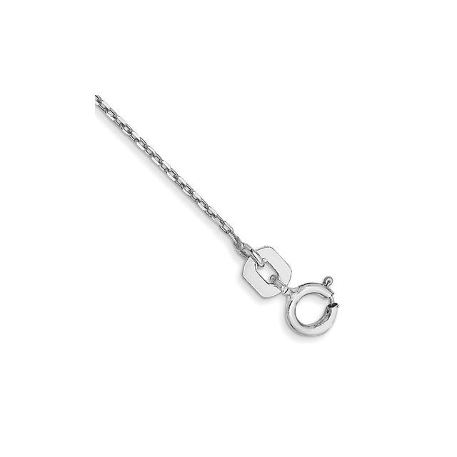 10K White Gold 0.8 mm Polished Chain Anklet, Solid