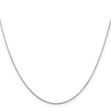10K White Gold 0.8 mm Polished Chain Necklace, Solid