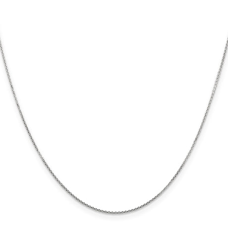 10K White Gold 0.8 mm Polished Chain Necklace, Solid