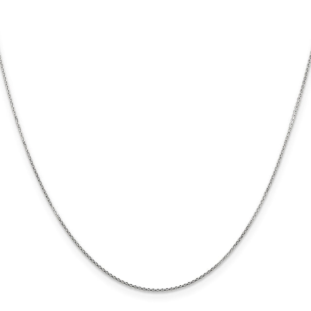 10K White Gold 0.8 mm Polished Chain Necklace, Solid