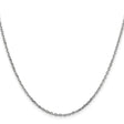 10K White Gold 1.8 mm Polished Chain Necklace, Solid