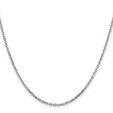 10K White Gold 1.8 mm Polished Chain Necklace, Solid