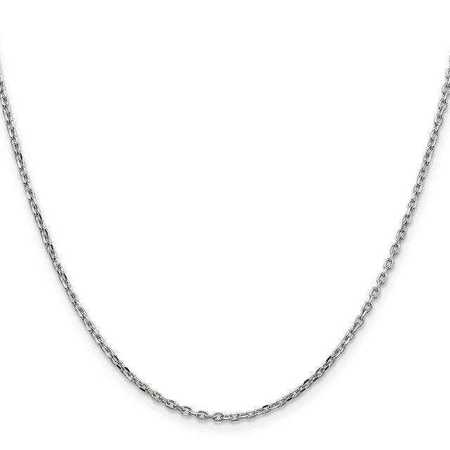 10K White Gold 1.8 mm Polished Chain Necklace, Solid