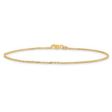 10K Yellow Gold 1.4 mm Cable Chain Anklet alternate angle