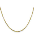 10K Yellow Gold 2.2 mm Polished Chain Necklace, Solid