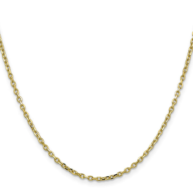 10K Yellow Gold 2.2 mm Polished Chain Necklace, Solid