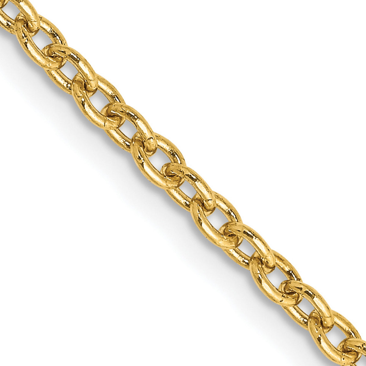10K Yellow Gold 2.4 mm Cable Chain Necklace detail view