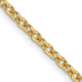 10K Yellow Gold 2.4 mm Cable Chain Necklace detail view