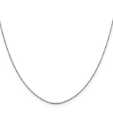 10K White Gold 0.9 mm Polished Chain Necklace, Solid