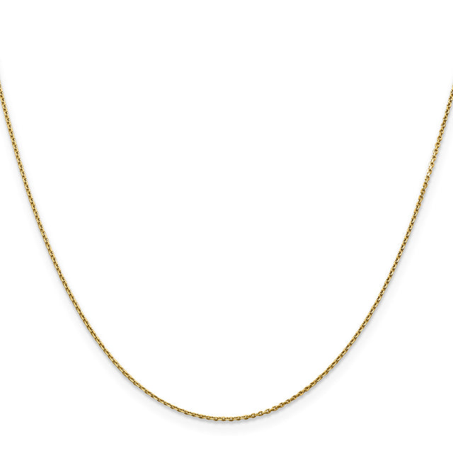 10K Yellow Gold 0.9 mm Polished Chain Necklace, Solid